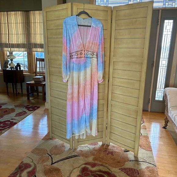 Free People Summer of Love Kimono maxi dress xs - Picture 4 of 14